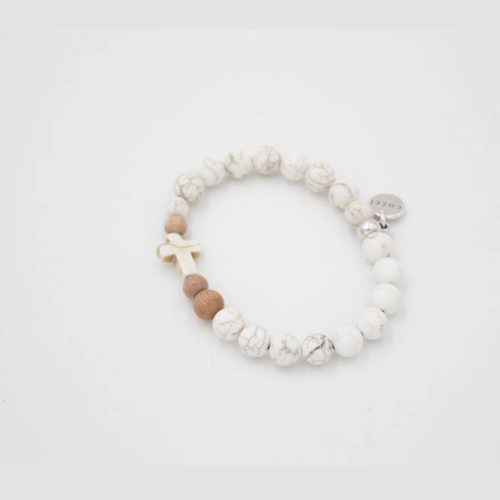 Paix Bracelet Howlite Bois de rose